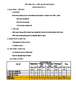 Đề kiểm tra 1 tiết Chương IV môn Đại số Lớp 11